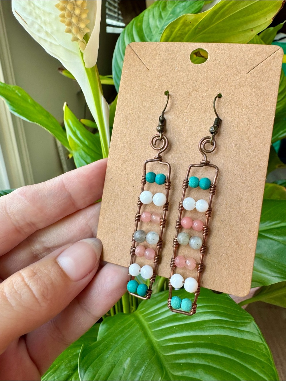 Handmade MULTI GEMSTONE Lattice Drop Earrings